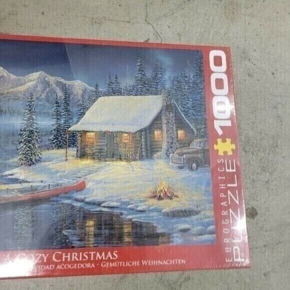 Eurographics Sam Timm A Cozy Christmas Cabin Snow 1000 Piece Jigsaw Puzzle - Picture 5 of 7